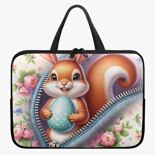 Laptop Sleeve with Handles - Easter - Squirrel with Bunny Ears