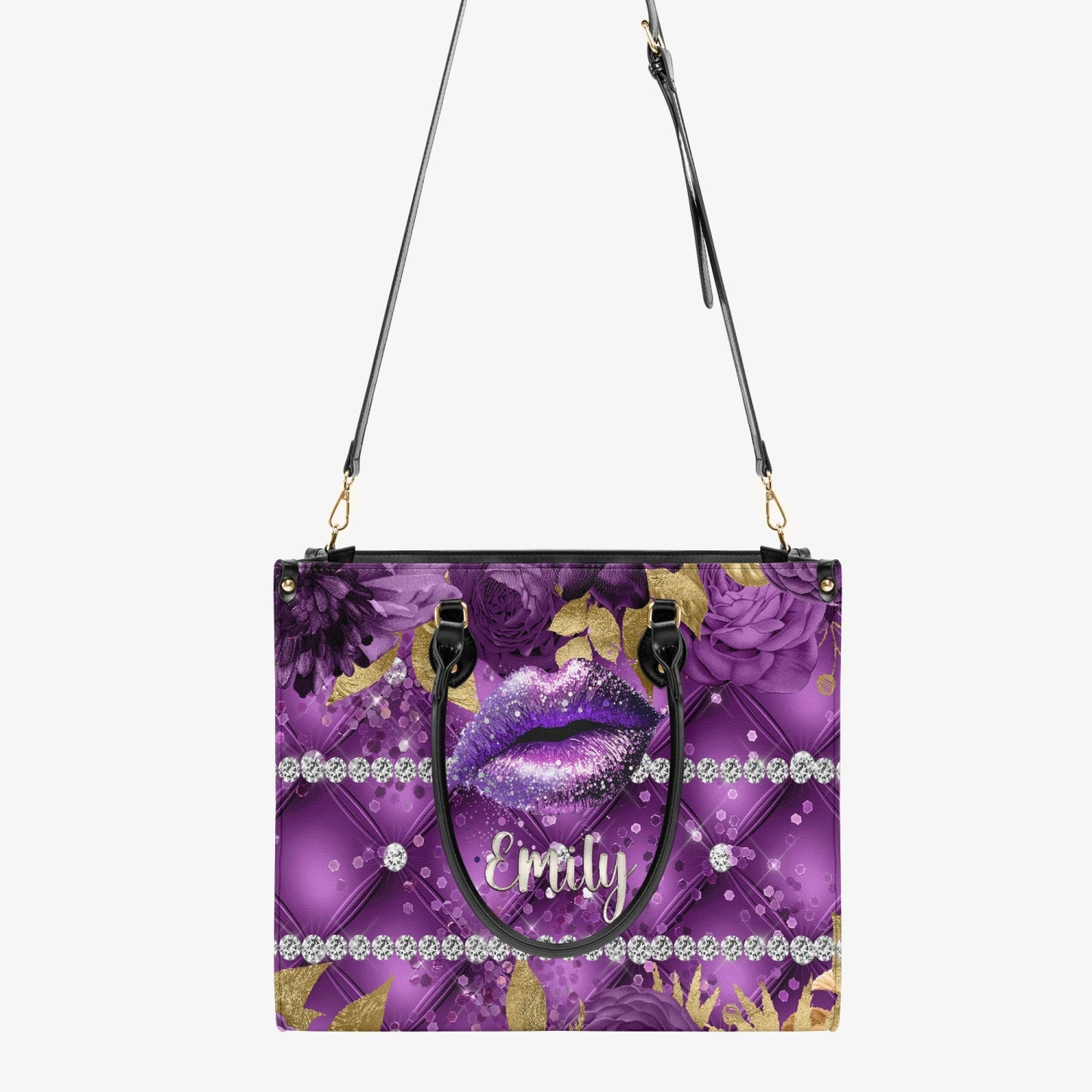 Women's Tote Bag - Purple Floral, Lips, Personalised