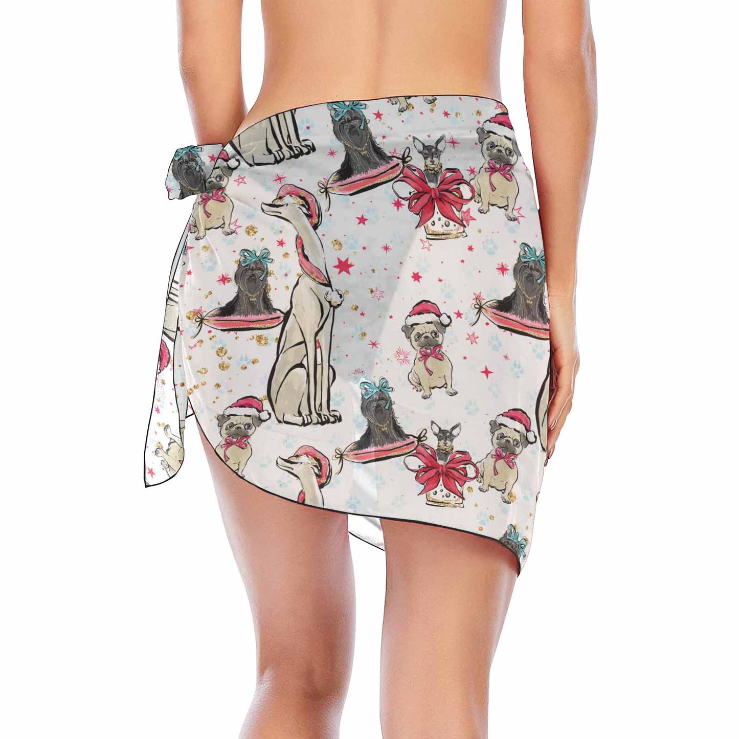 Doggie Christmas  Women's Beach Sarong Wrap