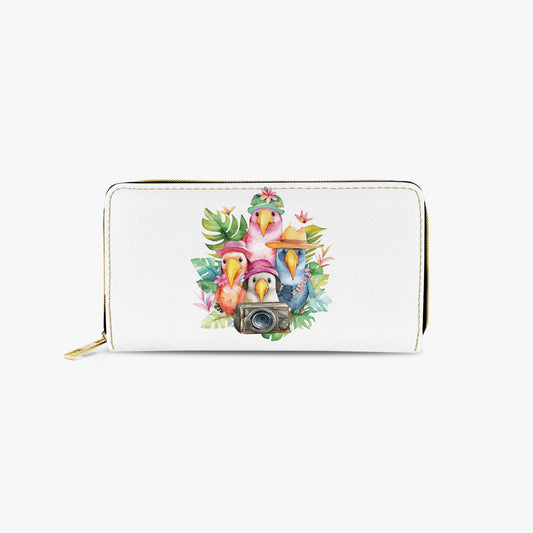 Long Type Zipper Purse - Tropical, Parrots