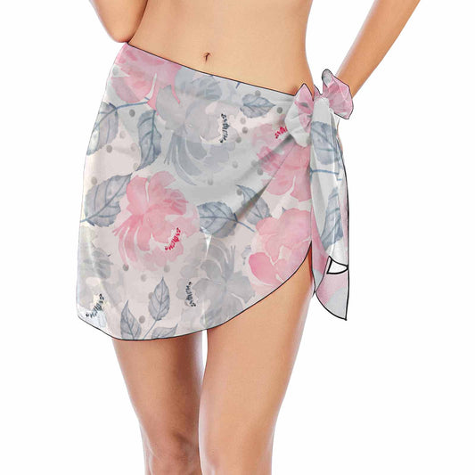 Pink and Grey Roses  Women's Beach Sarong Wrap