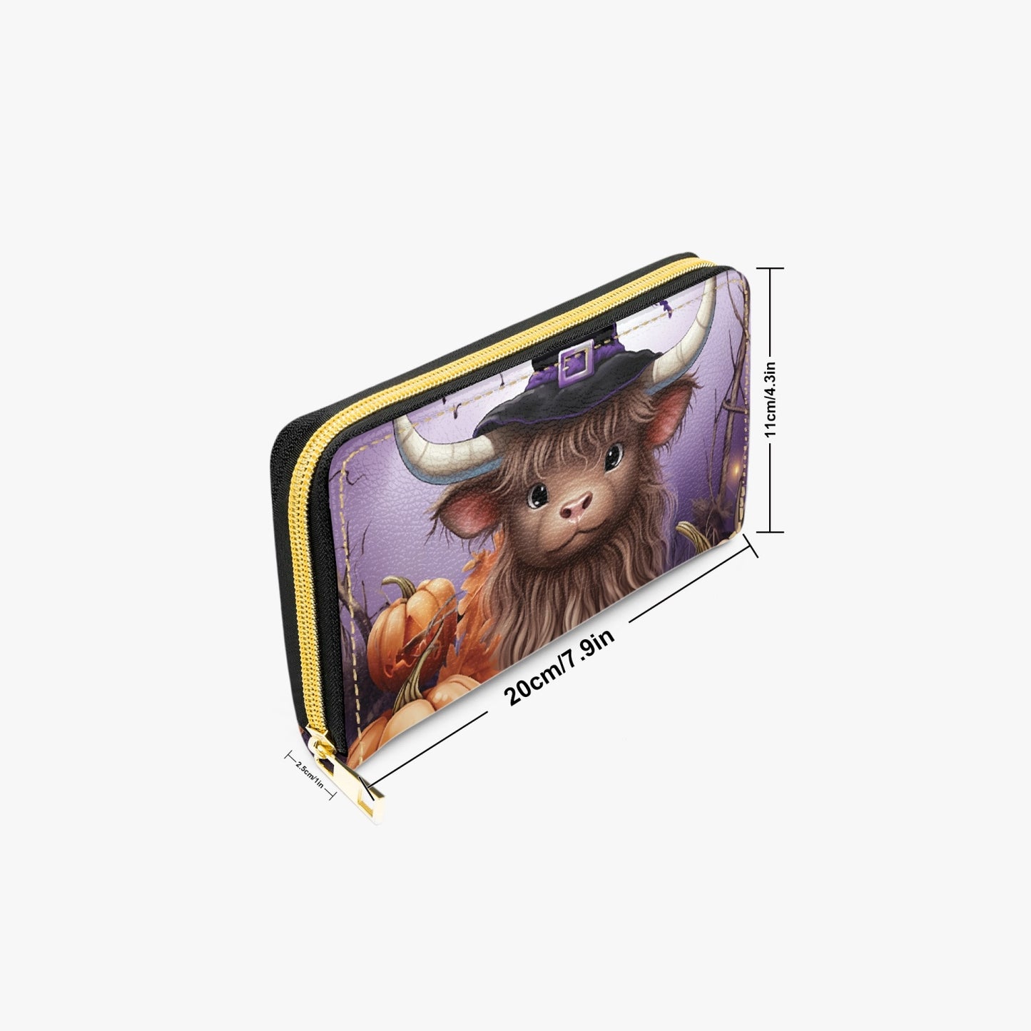 Long Type Zipper Purse - Highland Cow