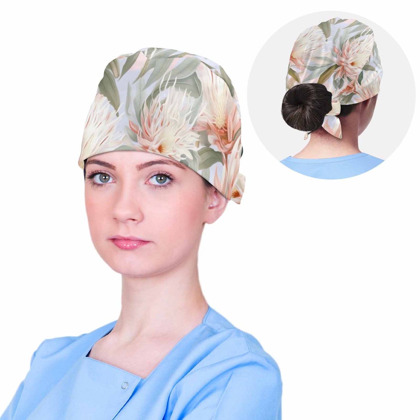 Nurse Scrub Cap Australian Floral 5  Scrub Cap