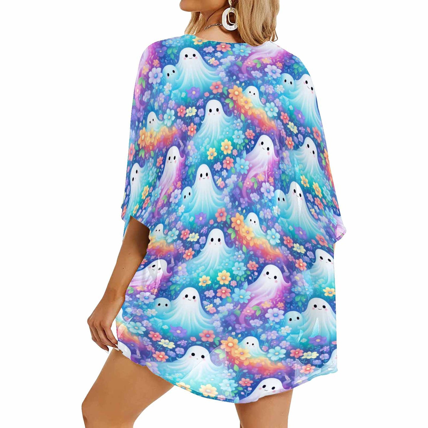 Pastel Halloween Women's Kimono Chiffon Cover Up