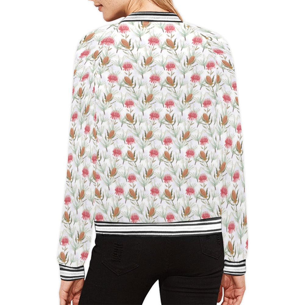 Australian Wattle Large Print Bomber Jacket for Women