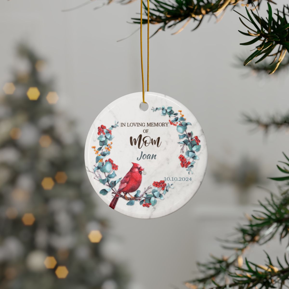 Personalized Memorial Ornament, Custom Ceramic Keepsake, In Loving Memory Gift, Grandma Memorial Decoration, Holiday Remembrance