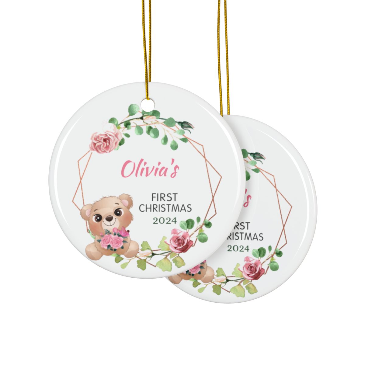 Bear Christmas First Christmas Personalised Ceramic Ornament