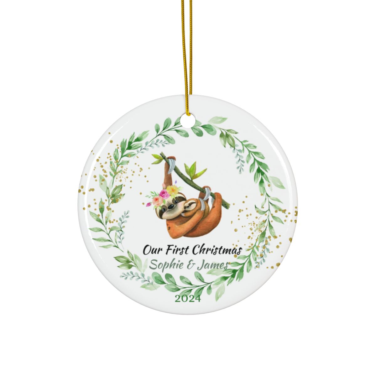 Sloth Personalised Ceramic Ornaments