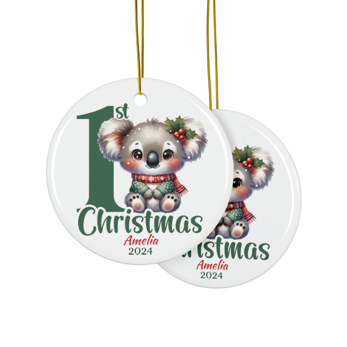 Koala 1st Christmas Personalised Ceramic Ornament