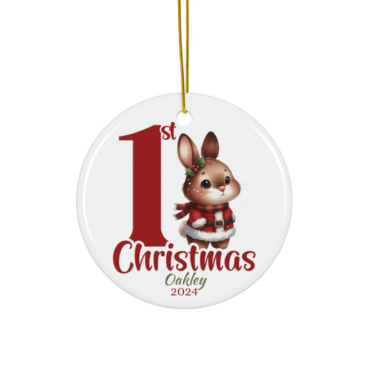 Bunny 1st Christmas Personalised Ceramic Ornaments