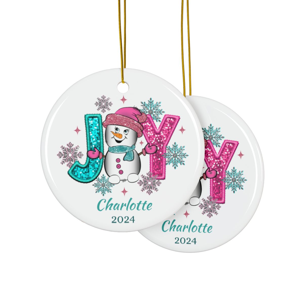 Joy Snowman Personalised Ceramic Ornaments