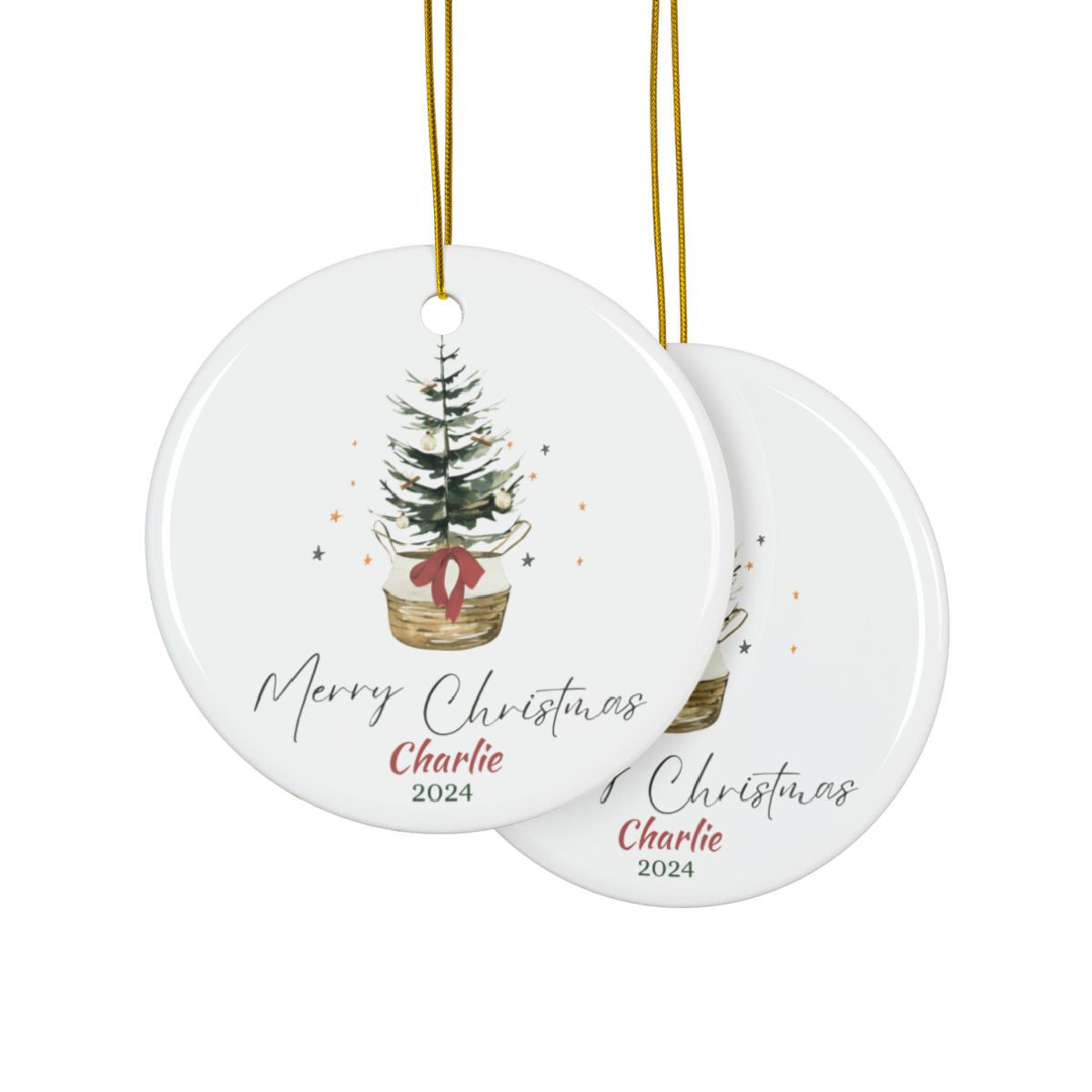 Merry Christmas Tree Ornament, Personalized Holiday Decor, Ceramic Keepsake Gift, Custom Christmas Ornament, Tree Decoration