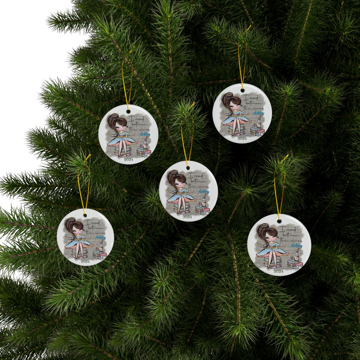 I read between the wines Personalised Ceramic Ornament