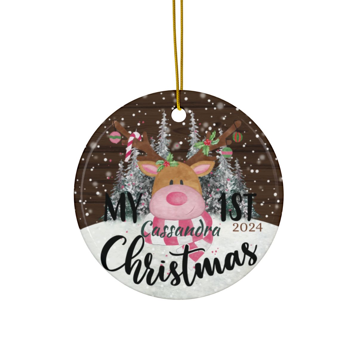 Deer 1st Christmas Personalised Ceramic Ornaments