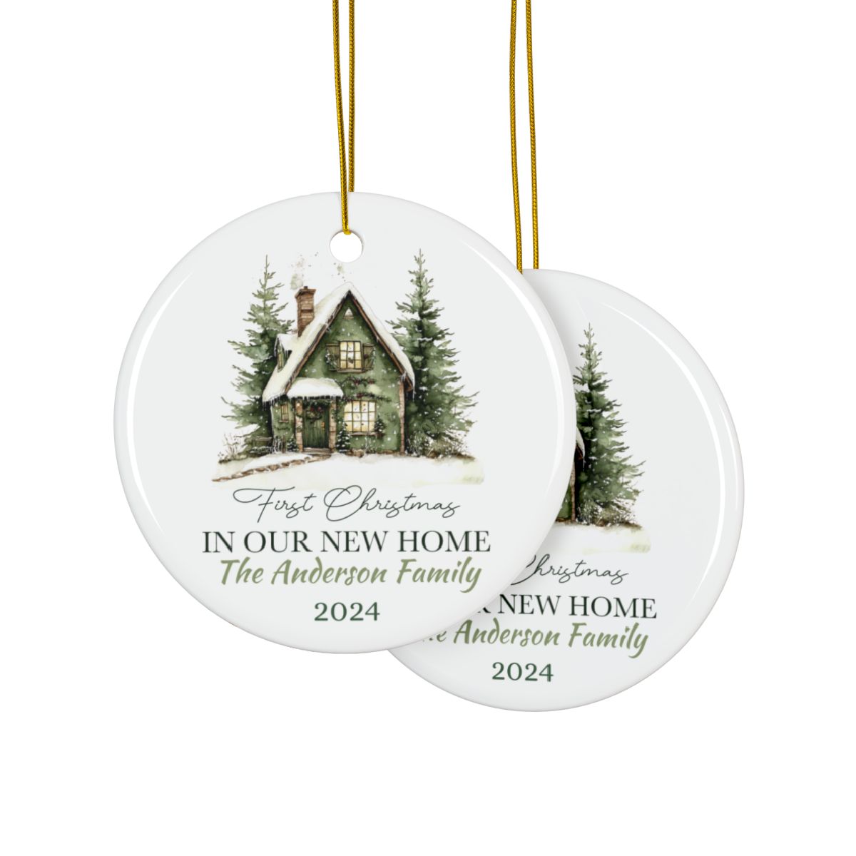 Personalized First Christmas Ornament, New Home Ceramics Holiday Keepsake, Custom Family Tree Décor, Gift for New Homeowners