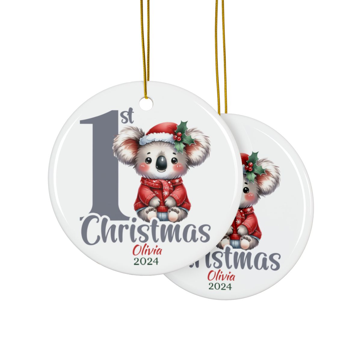 Koala 1st Christmas Personalised Ceramic Ornament
