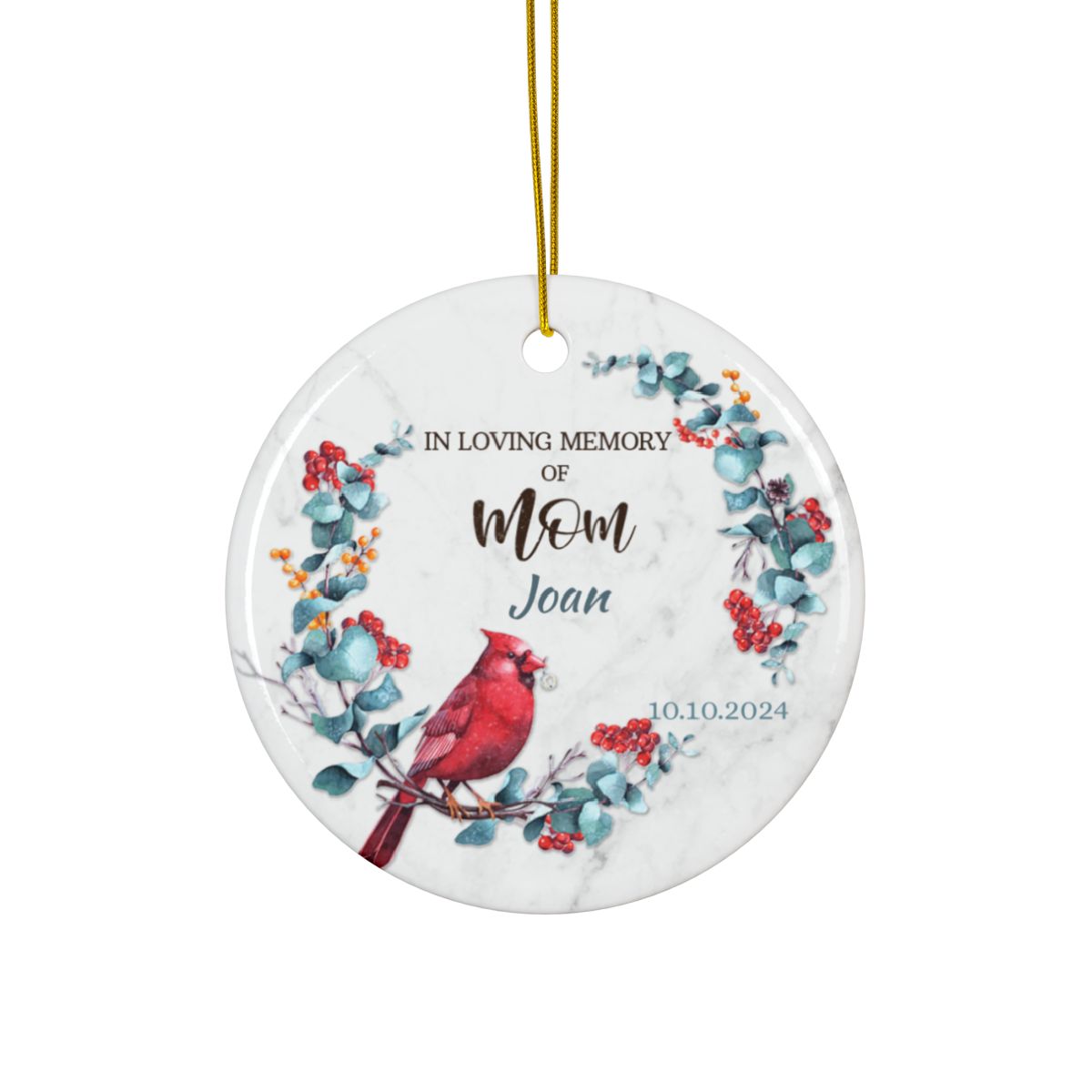 Personalized Memorial Ornament, Custom Ceramic Keepsake, In Loving Memory Gift, Grandma Memorial Decoration, Holiday Remembrance