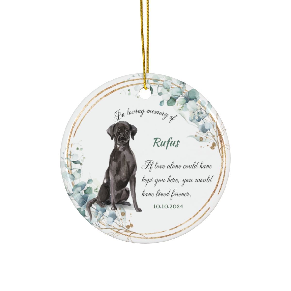 Black Lab Personalised Memorial Ceramic Ornament