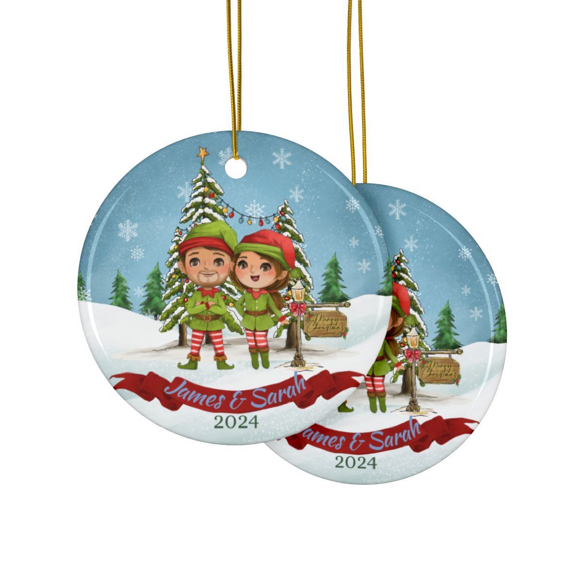 Personalized Family Ornament, Custom Ceramic Holiday Keepsake, Double-Sided Christmas Decor, Gift for Families