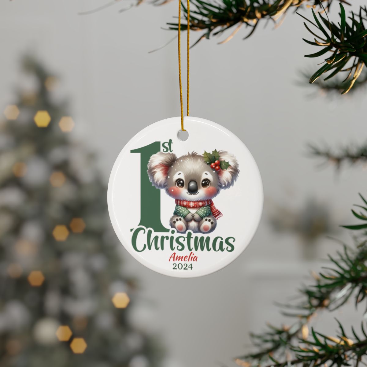 Koala 1st Christmas Personalised Ceramic Ornament