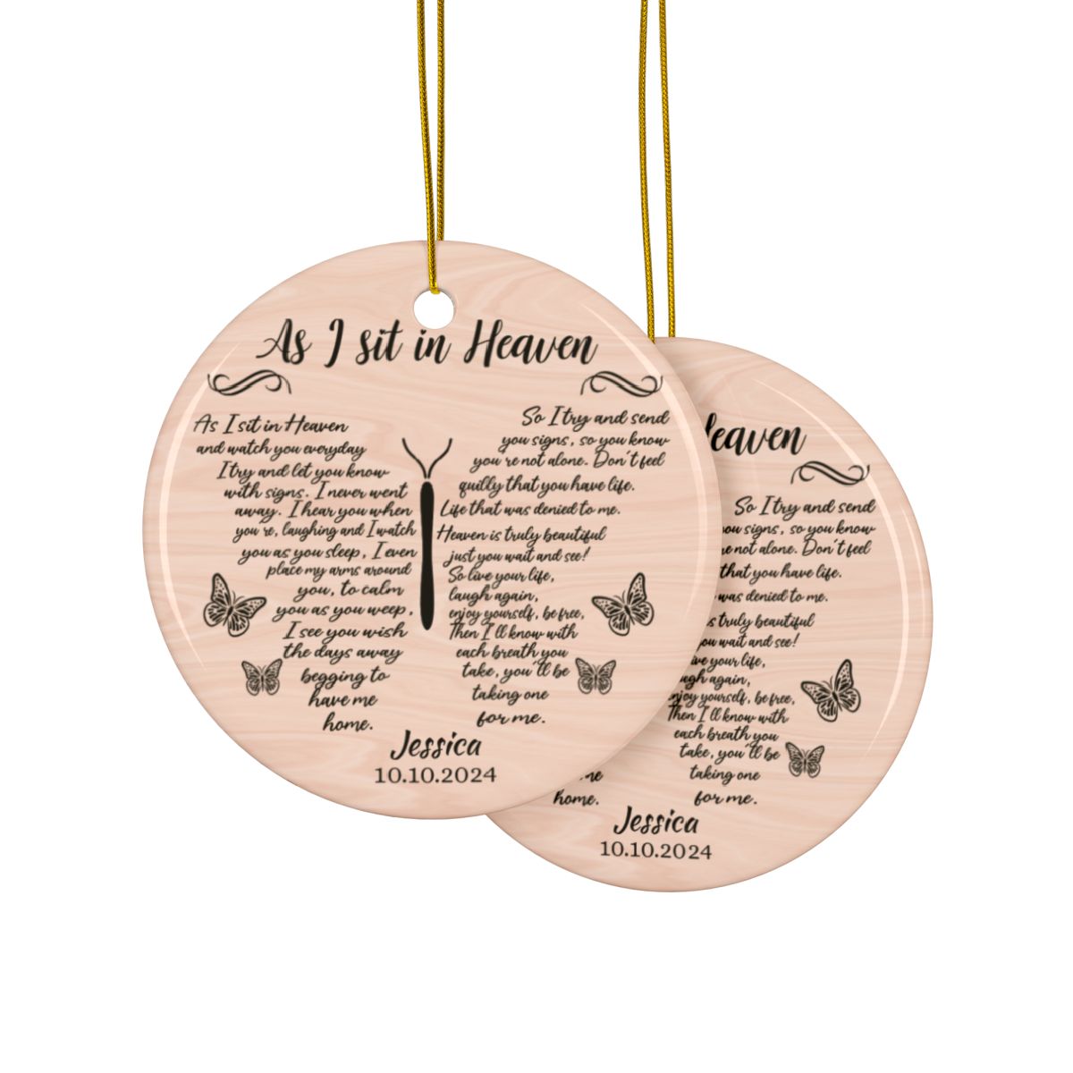 Personalized Memorial Ornament, Ceramic Keepsake, Remembrance Gift, Holiday Decoration, in Loving Memory, Bereavement Ornament