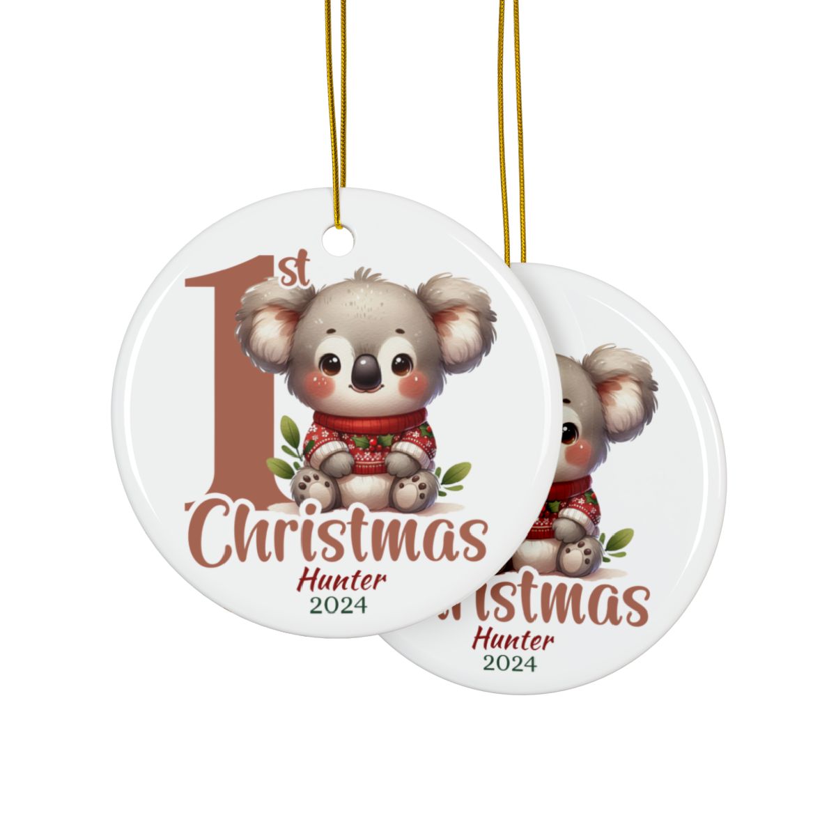 Koala 1st Christmas Personalised Ceramic Ornament