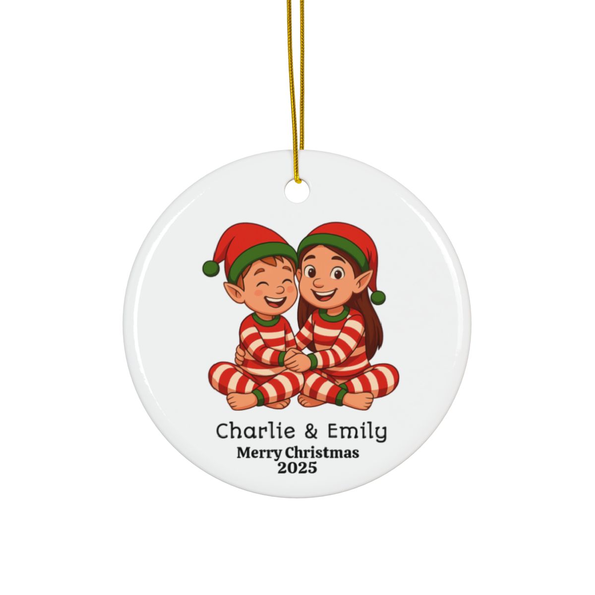 Customizable Elf Ornaments - Holiday Decor, Personalized Ceramic Ornament, Upload your own picture.