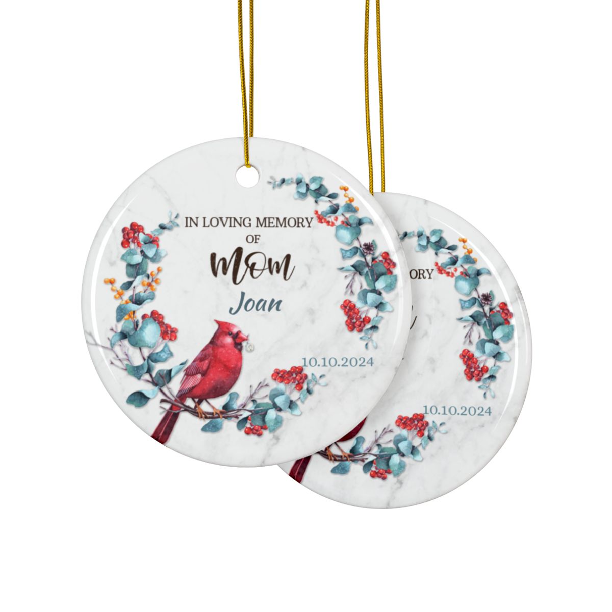 Personalized Memorial Ornament, Custom Ceramic Keepsake, In Loving Memory Gift, Grandma Memorial Decoration, Holiday Remembrance