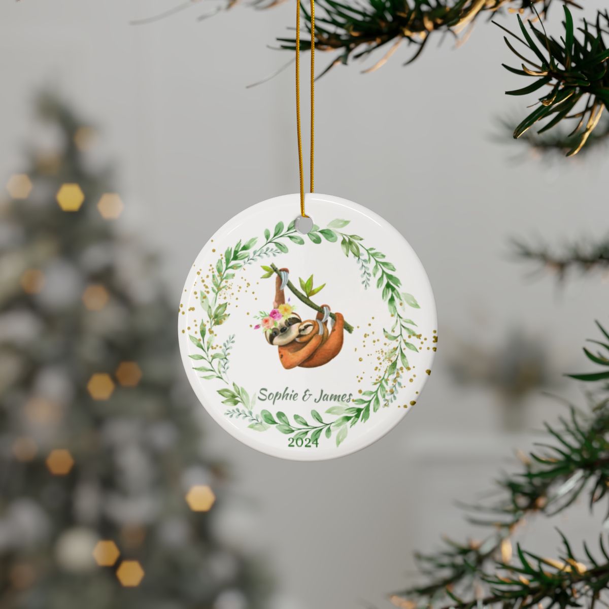 Sloth Personalised Ceramic Ornaments