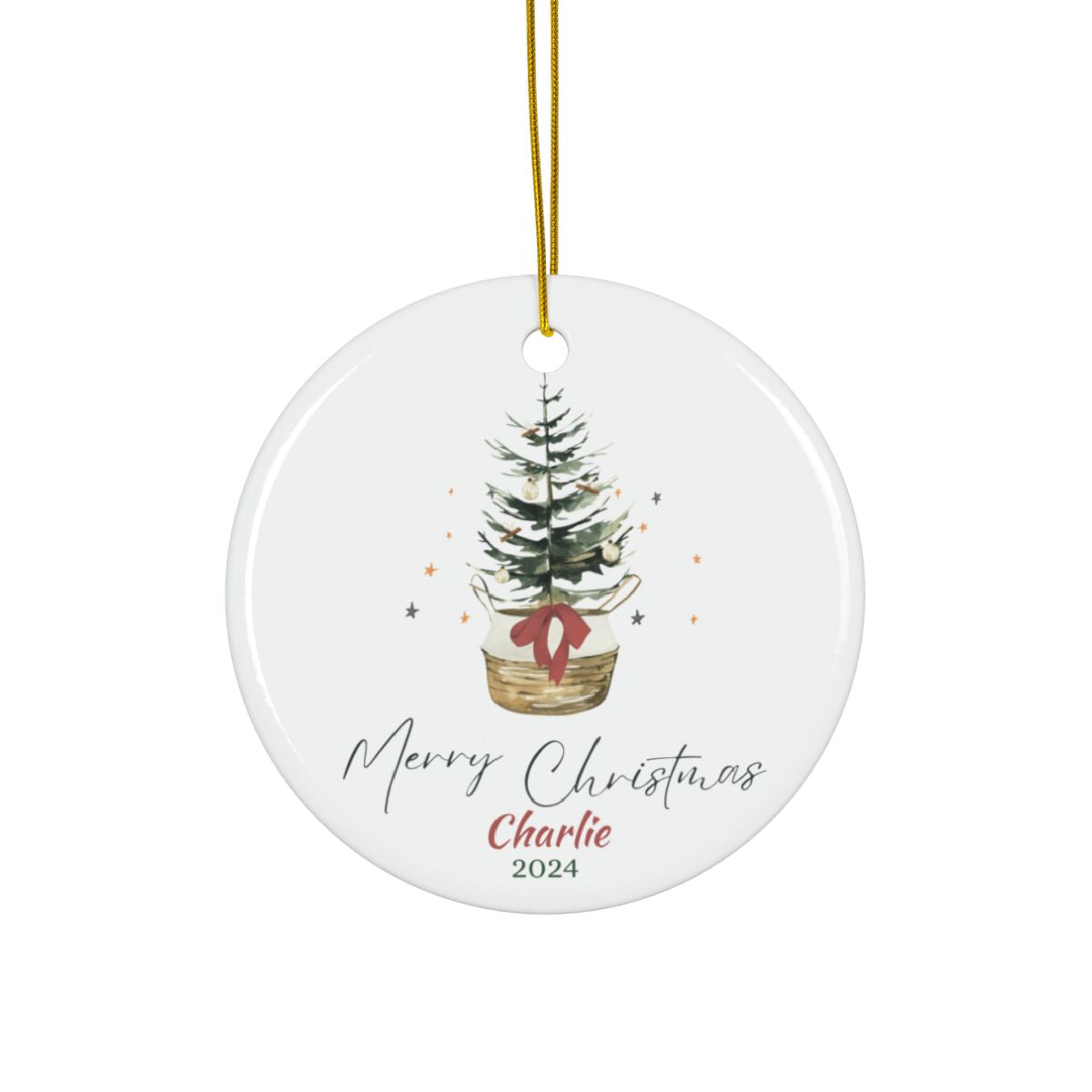 Merry Christmas Tree Ornament, Personalized Holiday Decor, Ceramic Keepsake Gift, Custom Christmas Ornament, Tree Decoration