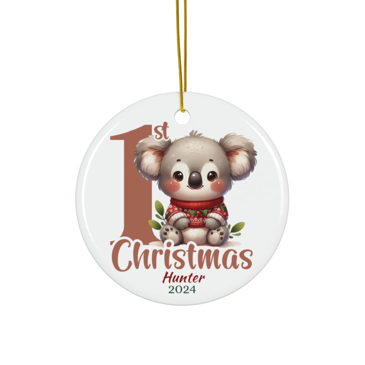 Koala 1st Christmas Personalised Ceramic Ornament
