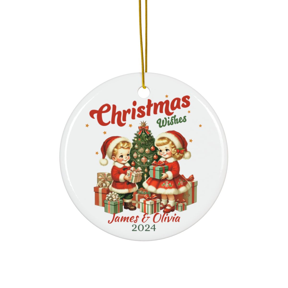 Christmas Wishes Personalised Ceramic Ornament