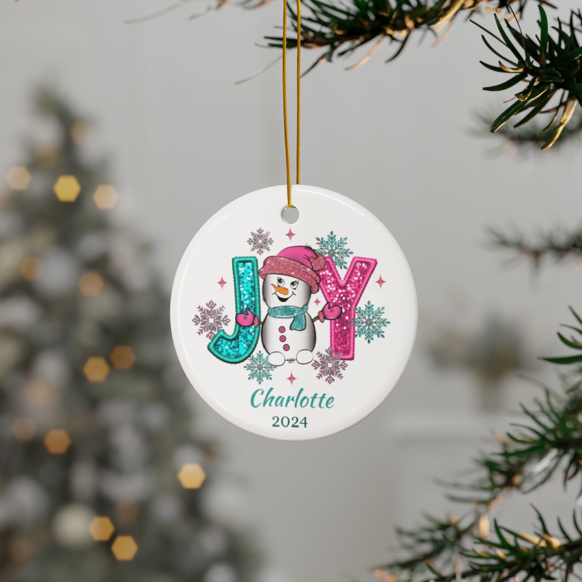 Joy Snowman Personalised Ceramic Ornaments