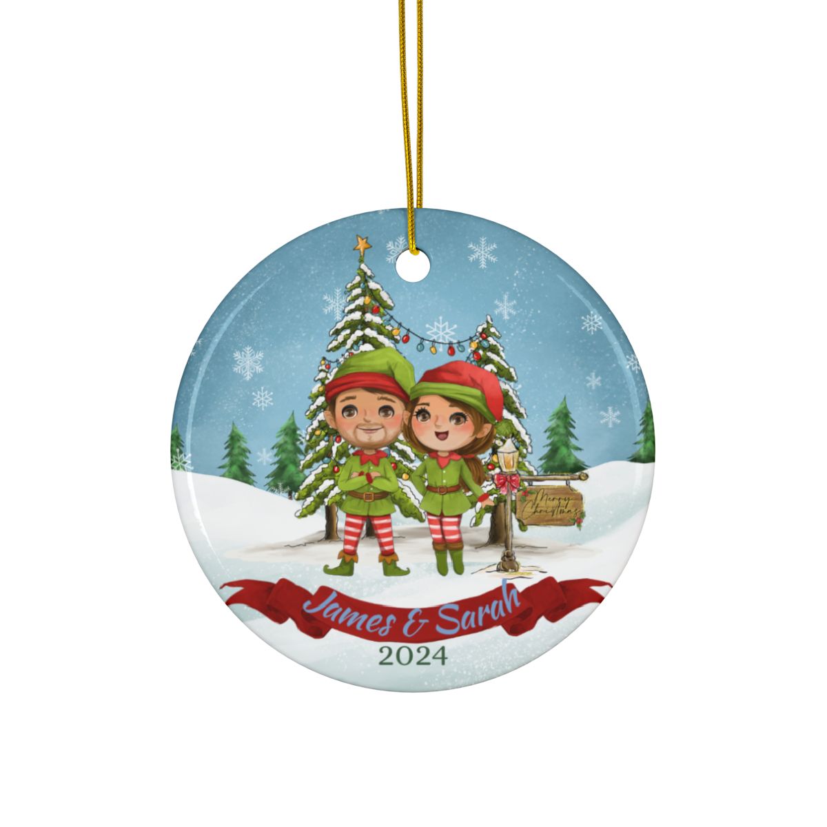 Personalized Family Ornament, Custom Ceramic Holiday Keepsake, Double-Sided Christmas Decor, Gift for Families