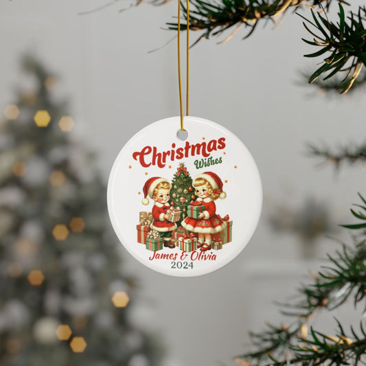 Christmas Wishes Personalised Ceramic Ornament