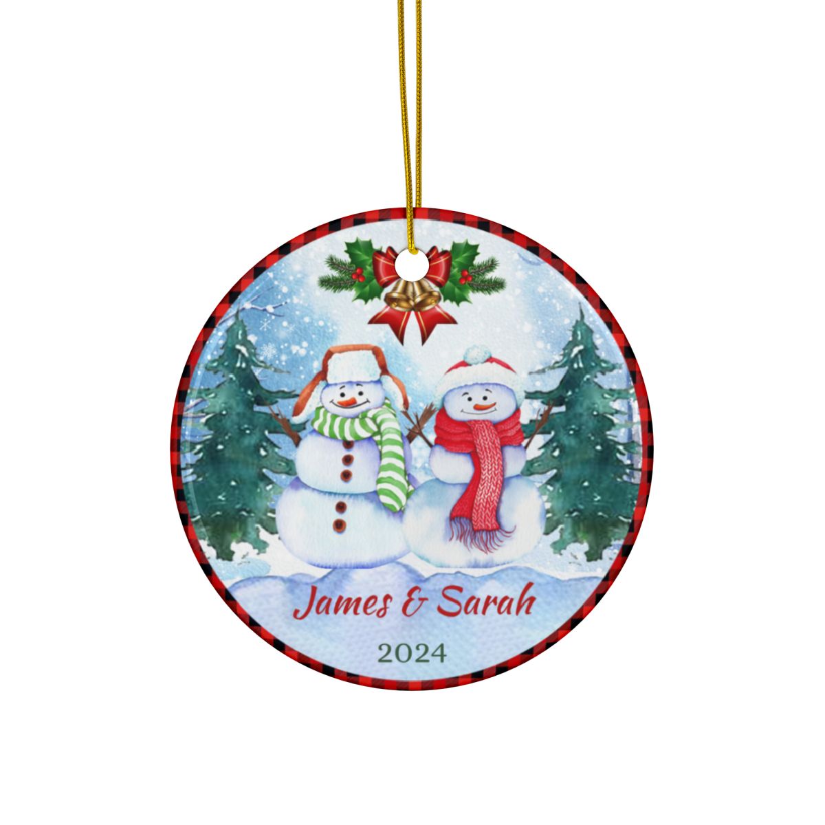 Snowmen Christmas Faimly Personalised Ceramic Ornaments