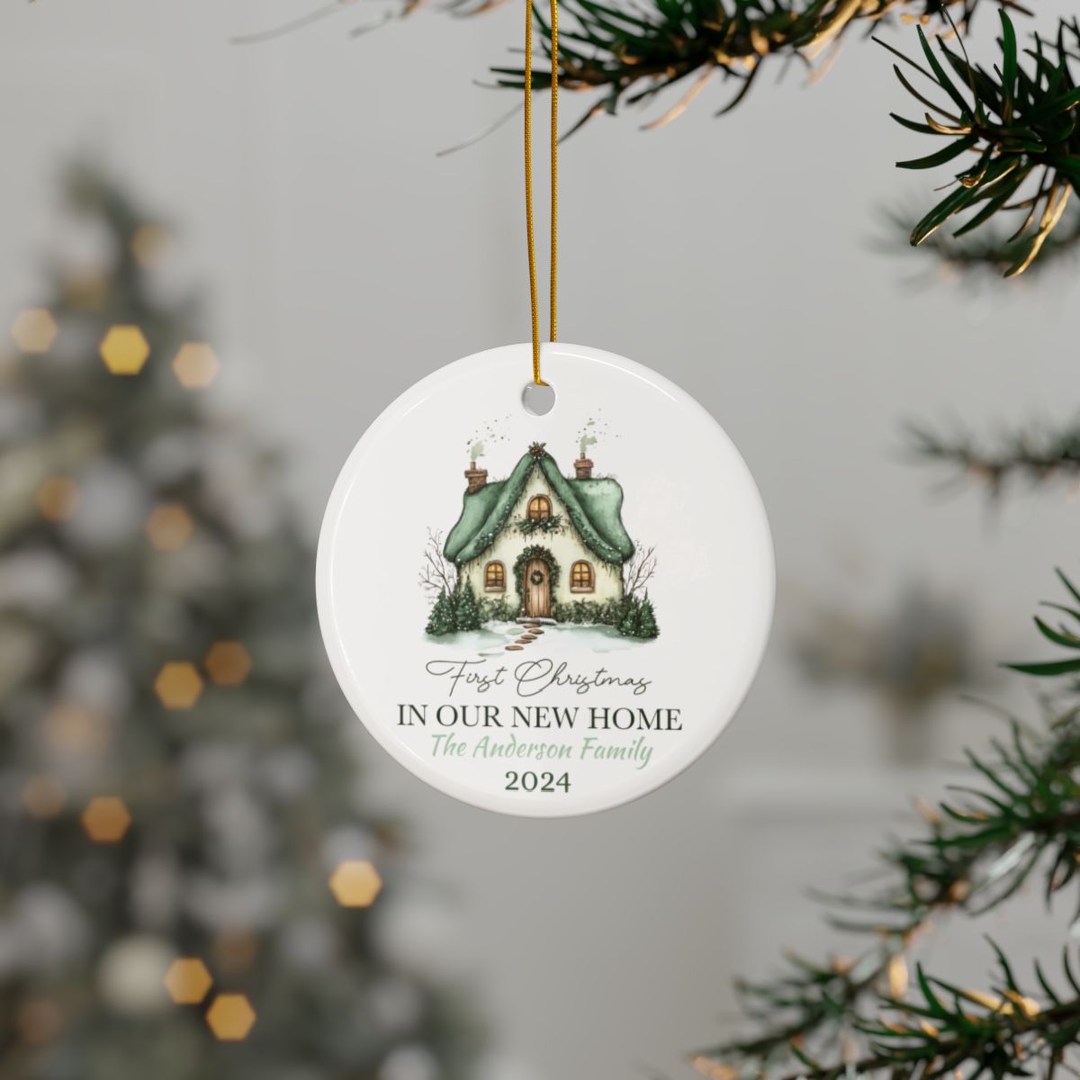Personalized Ceramic Ornament, First Christmas Home Decor, New Home Keepsake Gift, Holiday Decoration, Customized Christmas Present