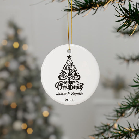Personalized Christmas Ornament, Ceramic Holiday Decor, Custom Christmas Tree Decoration, Name Ornament, Unique Christmas Gift, Xmas Keepsake