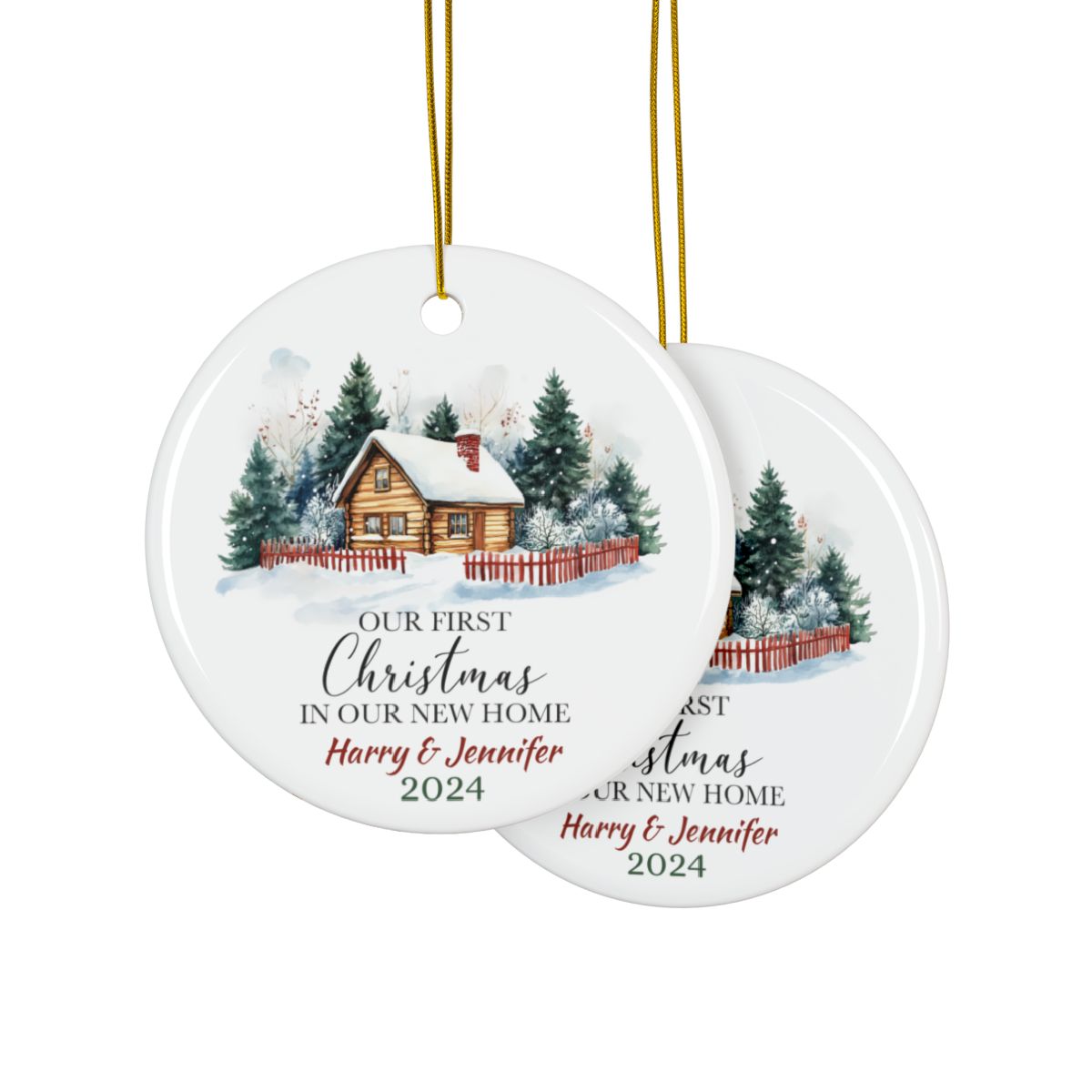 Our first Christmas in Our New Home 4 Personalised Ceramic Ornaments