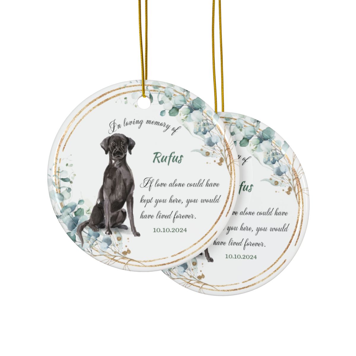 Black Lab Personalised Memorial Ceramic Ornament