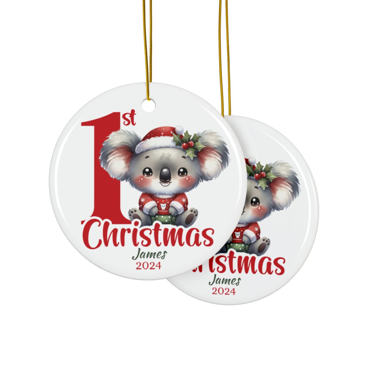Koala 1st Christmas Personalised Ceramic Ornament