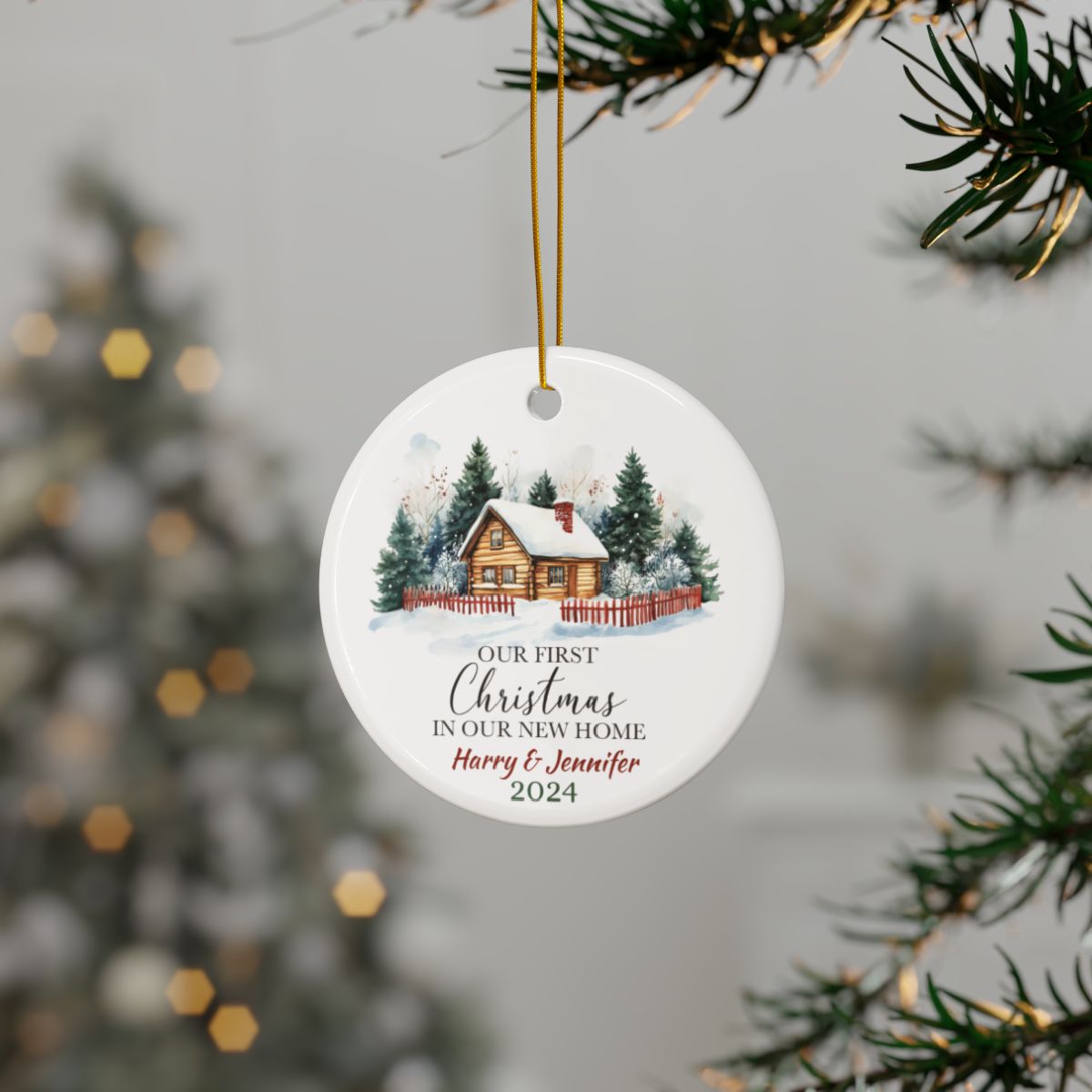 Our first Christmas in Our New Home 4 Personalised Ceramic Ornaments