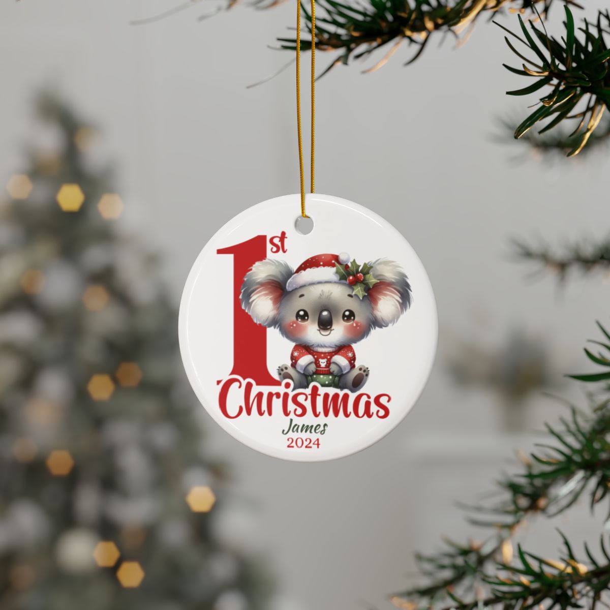 Koala 1st Christmas Personalised Ceramic Ornament