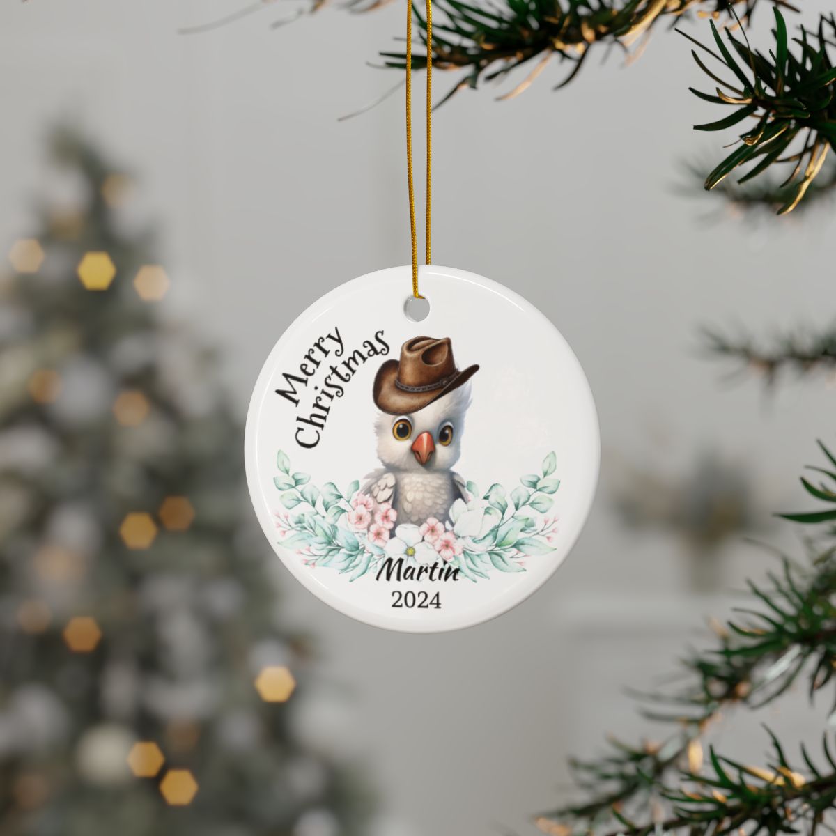 Australian Animals Country Cowboy Personalised Ceramic Ornaments, 2-Side Print