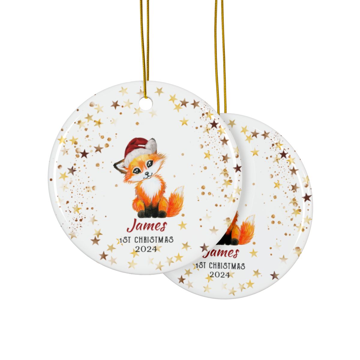 Fox Personalised Christmas Ceramic Ornament