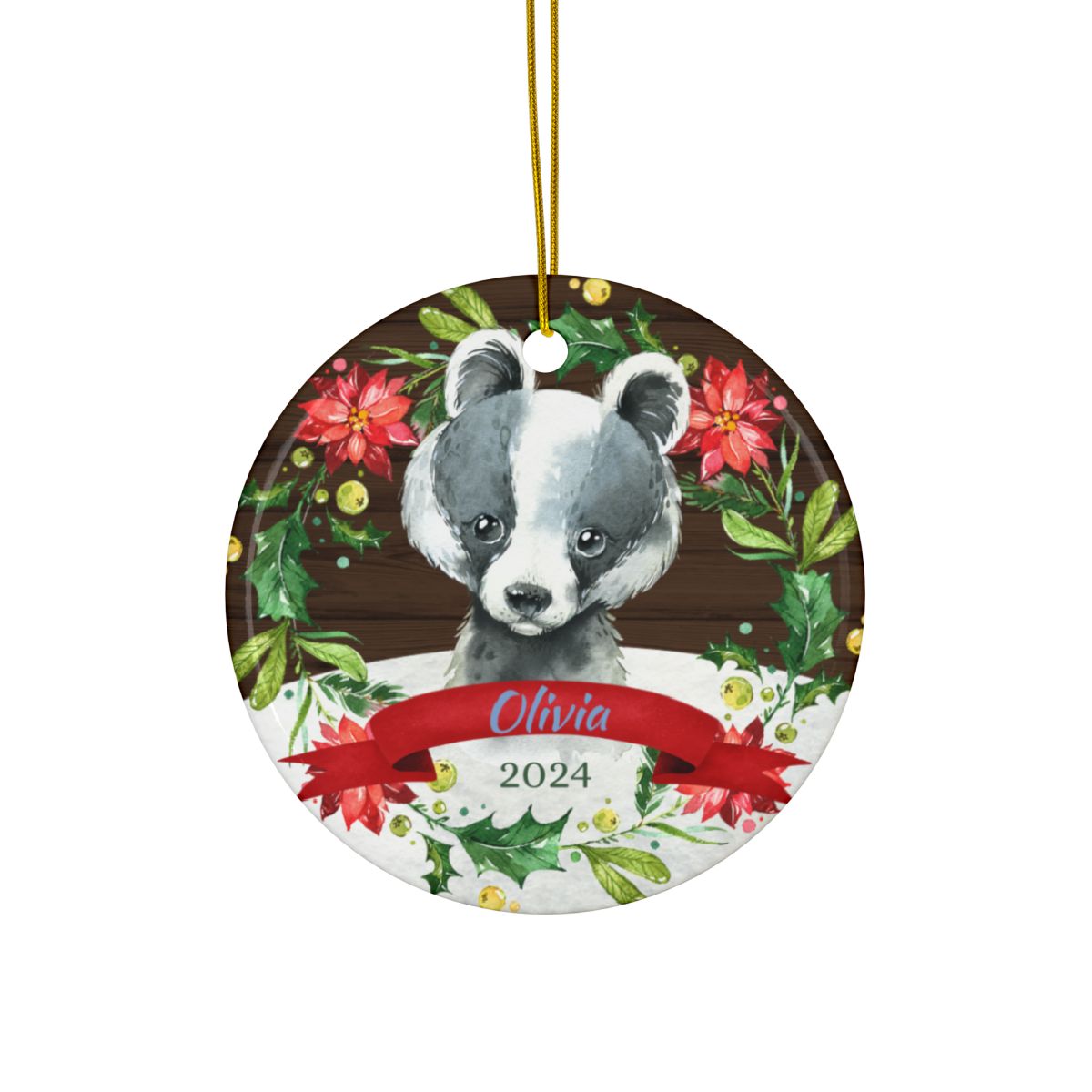 Baby Badger Personalised Ceramic Ornament