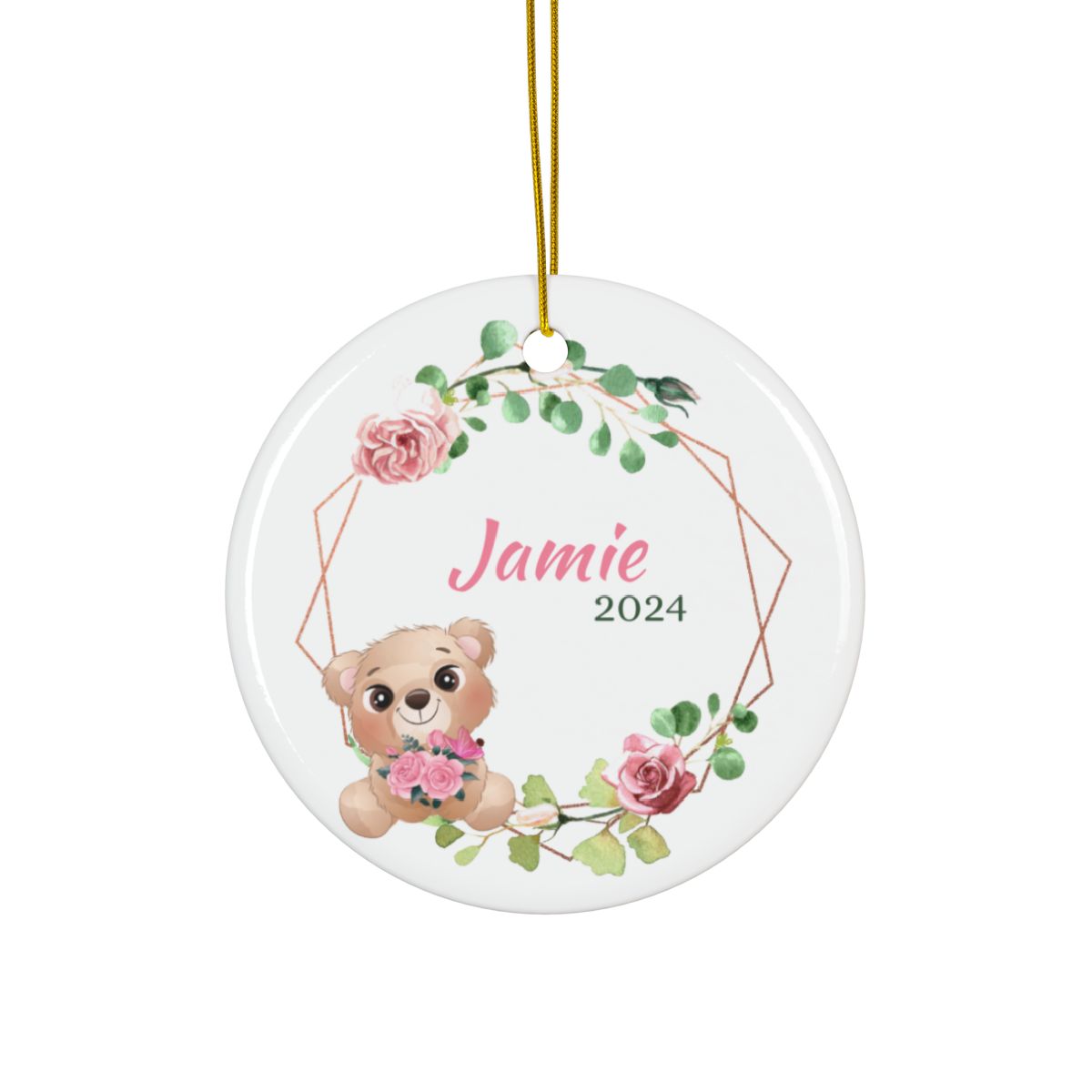 Bear Christmas Personalised Ceramic Ornaments