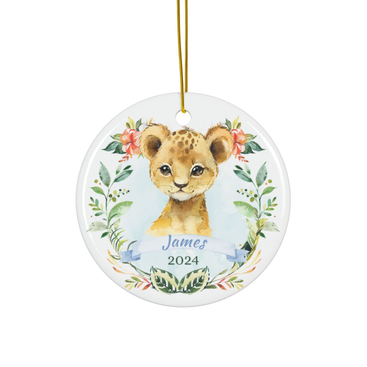 Blue Lion Personalised Ceramic Ornament