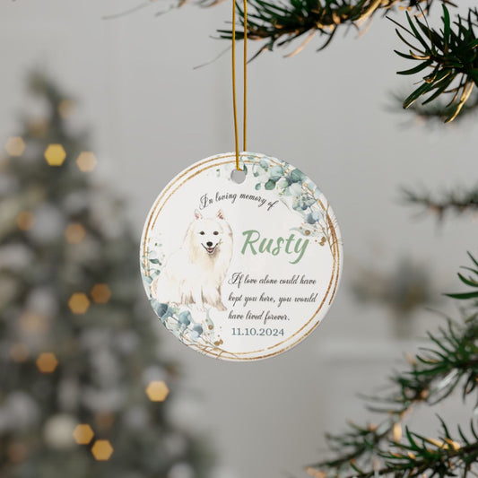 Personalized Pet Memorial Ornament, Custom Ceramic Keepsake, Dog Remembrance Gift