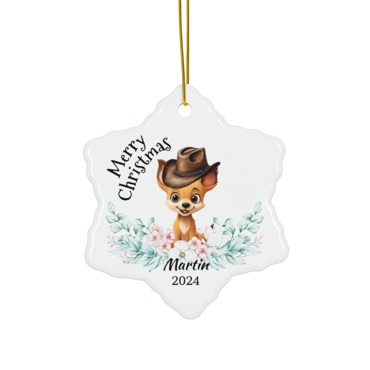 Australian Animals Cowboy Dingo Personalised Ceramic Ornaments, 2-Side Print